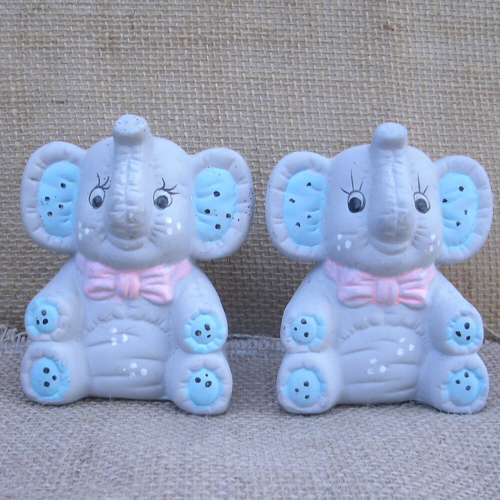 Vintage Toy Elephant Ceramic Salt & Pepper Shaker Set